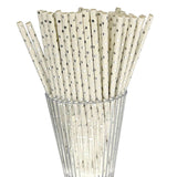 Load image into Gallery viewer, 50 Pack Silver Polka Dots Paper Straws - 0.6cm x 19.7cm
