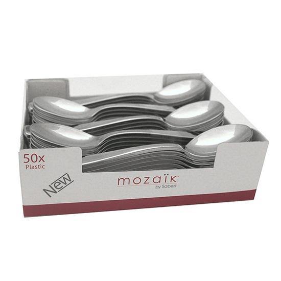 50 Pack Quality Silver Plastic Spoons
