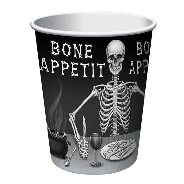 8 Pack Bone Appetit Skeleton Party Cups - The Base Warehouse