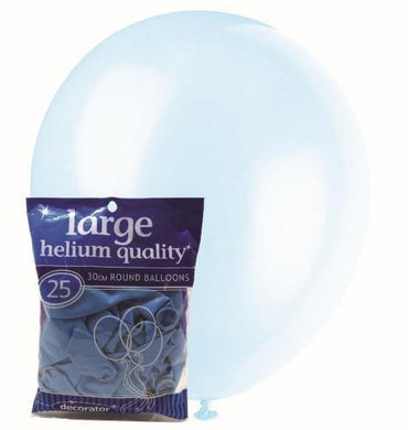 25 Pack Sky Blue Latex Balloons - 30cm - The Base Warehouse