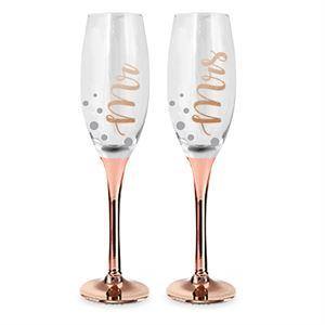 Mr & Mrs Rose Gold Wedding Glasses