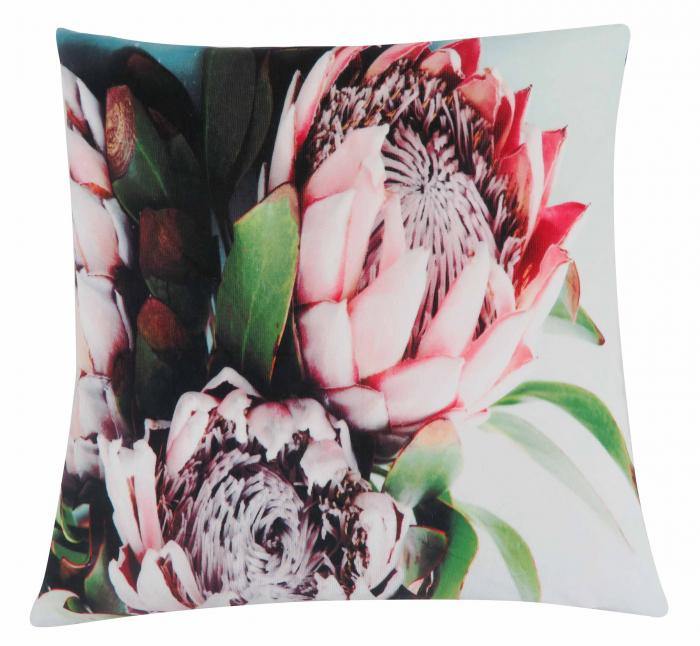 Pink And White Protea Printed Cushion - The Base Warehouse