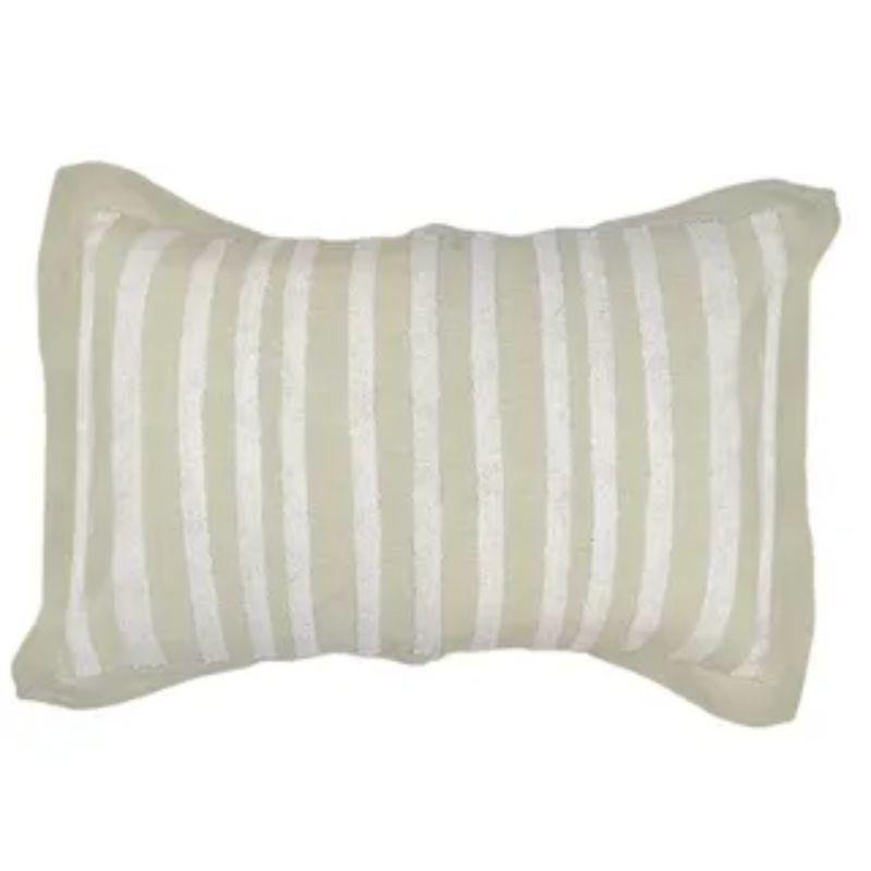 Natural/White Nina Cotton Embellished Cushions - 40cm x 60cm - The Base Warehouse