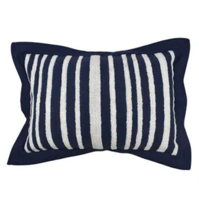 Navy/White Nina Cotton Embellished Cushions - 40cm x 60cm - The Base Warehouse