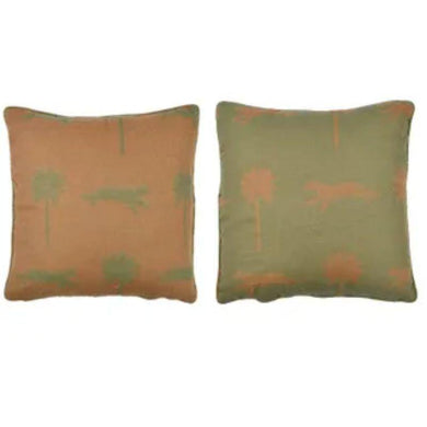 Green/Natural Panama Cotton Reverse Cushion - 45cm x 45cm - The Base Warehouse