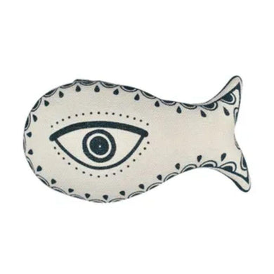 White/Navy Agapi Cotton Fish Cushion - 30cm x 50cm - The Base Warehouse