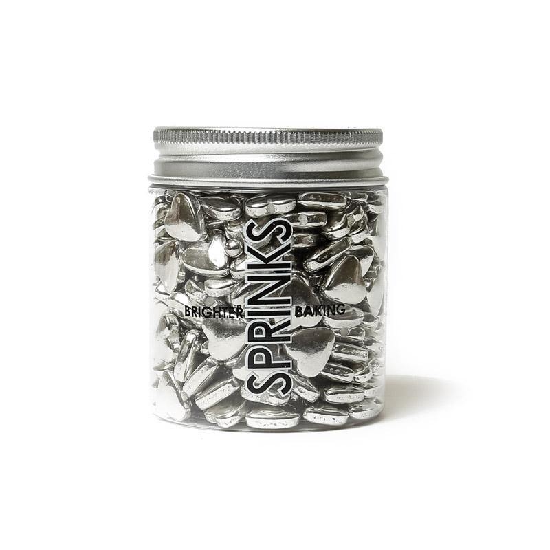 Silver Heart Sprinkles - 85g - The Base Warehouse