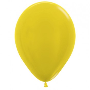 Sempertex 25 Pack Metallic Yellow Latex Balloons - 30cm