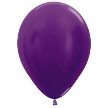 25 Pack Metallic Pearl Violet Purple Latex Balloons - 30cm - The Base Warehouse