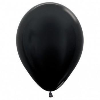 Sempertex 25 Pack Metallic Black Latex Balloons - 30cm