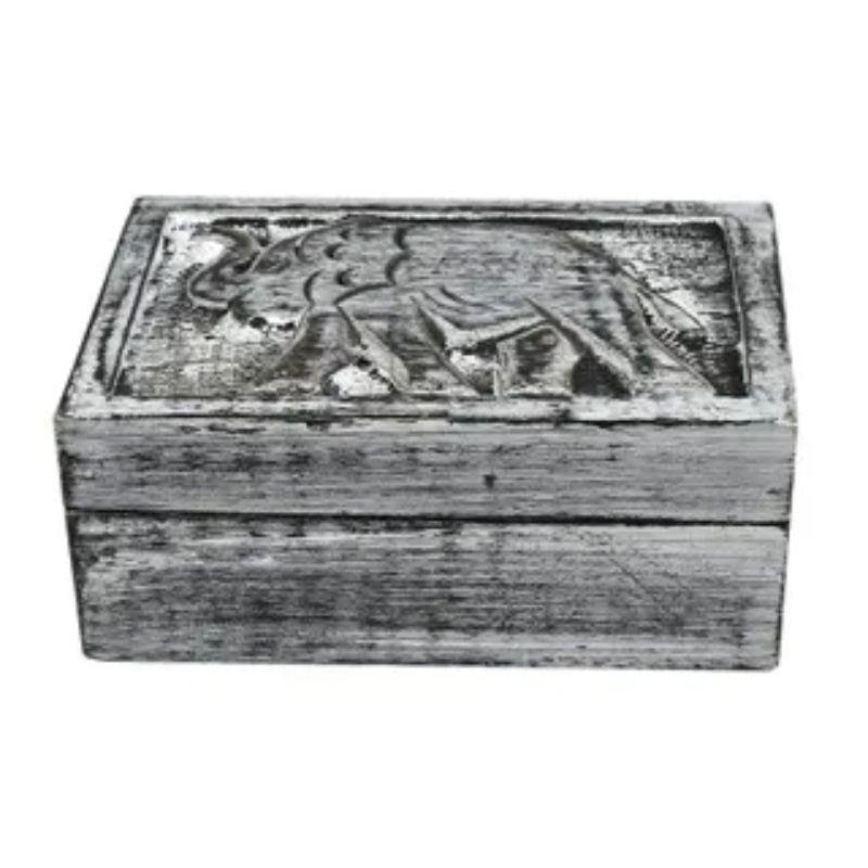 Black Wash Toto Wood Box - 10cm x 15cm x 6cm - The Base Warehouse