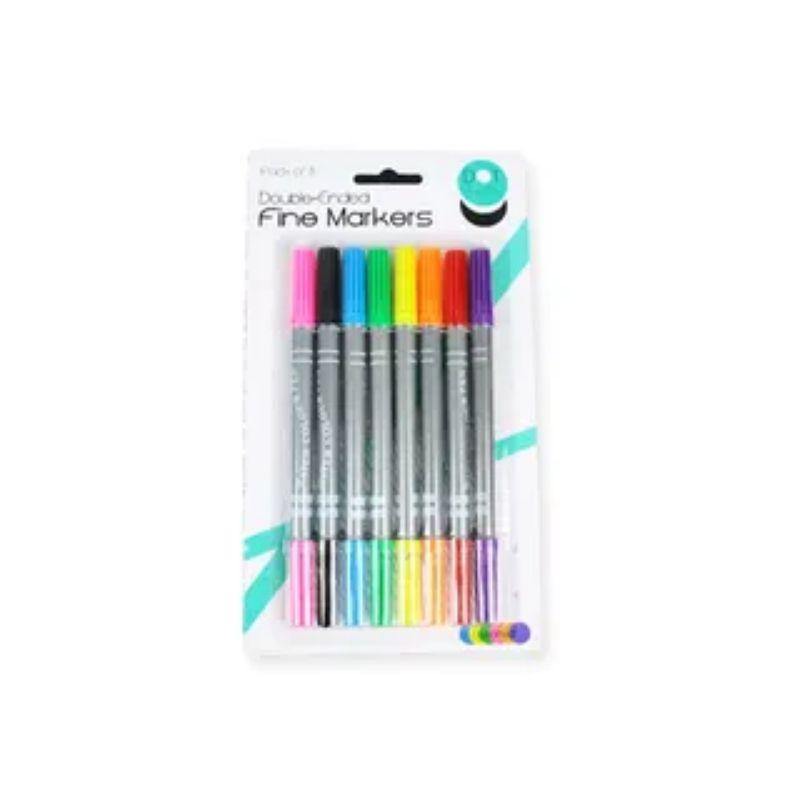8 Pack Double Ended Fine Markers - The Base Warehouse