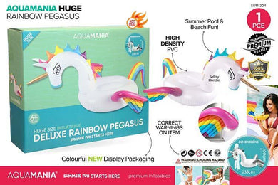 Inflatable Giant Rainbow Pegasus - 238cm x 100cm - The Base Warehouse