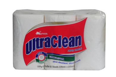6 Pack Ultra Clean Paper Towels - 60 Sheets - The Base Warehouse