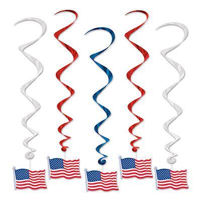 5 Pack American Flag Whirls Decorations - 7.5cm - The Base Warehouse