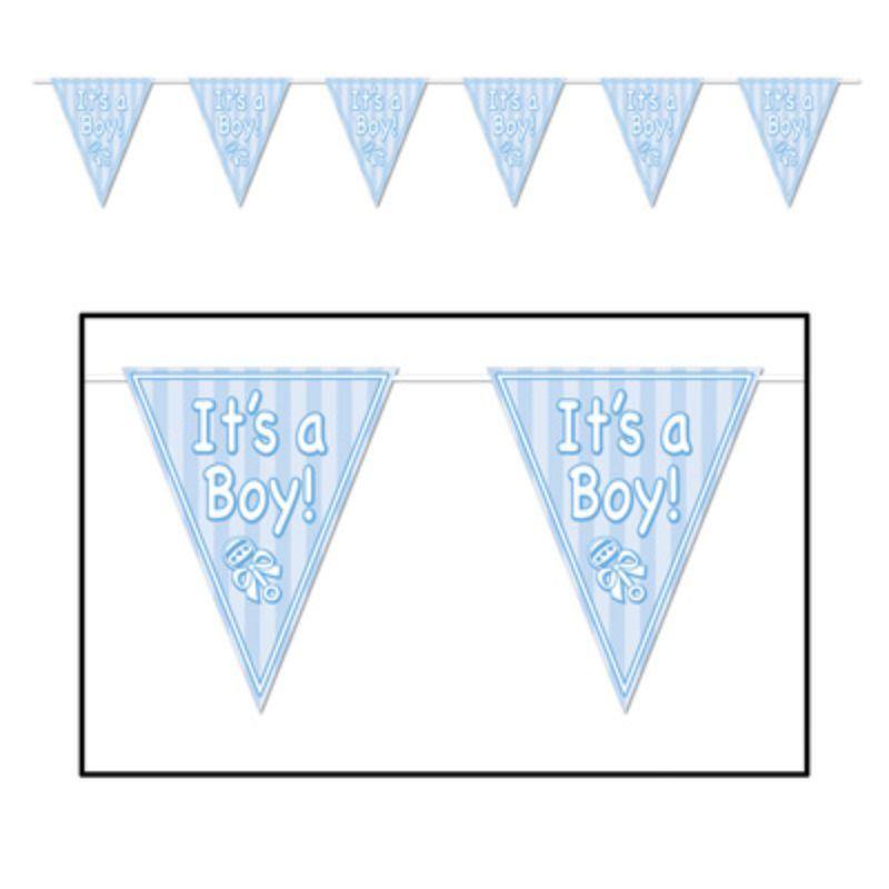 Baby Boy Pennant Banner - 3.6m - The Base Warehouse