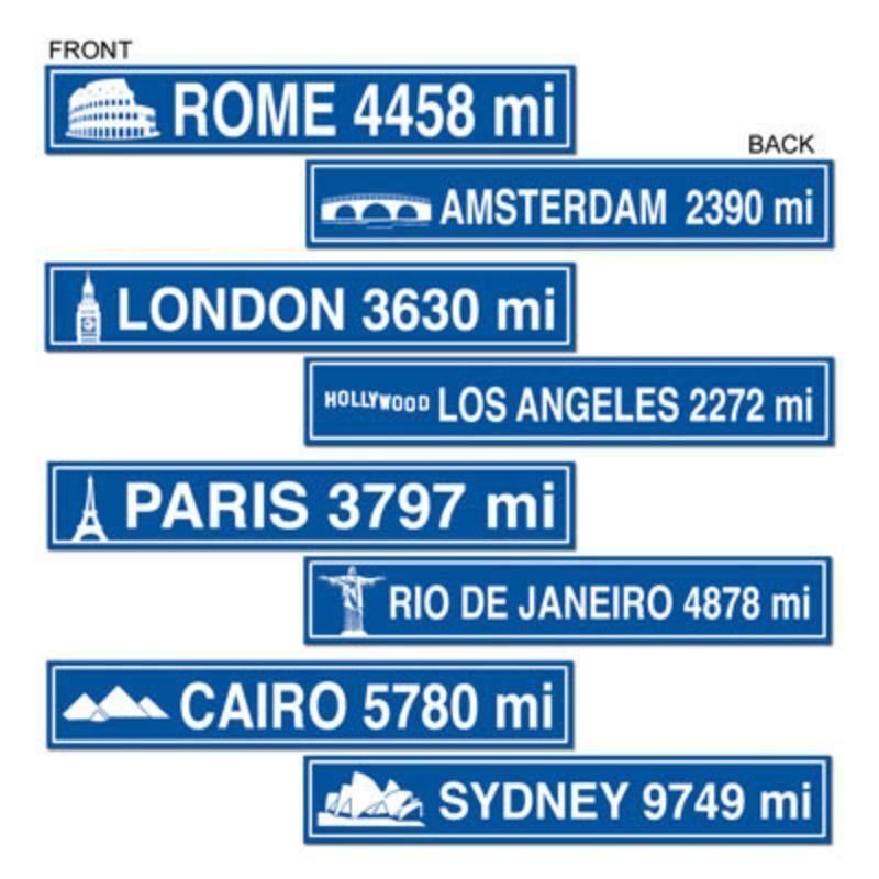 4 Pack Double Sided International Travel Street Signs