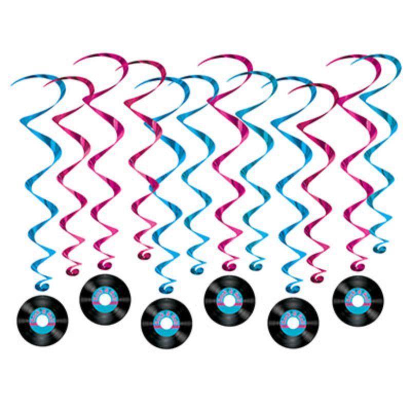 5 Pack Rock & Roll Record Whirls - 76cm