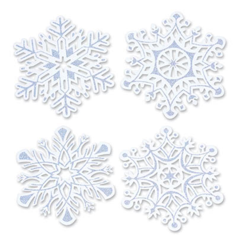 4 Pack Glittered Snowflake Cutouts - 36cm - The Base Warehouse