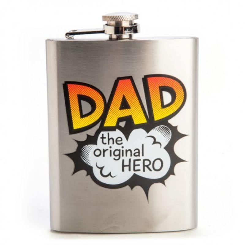 Dad the Original Hero Hip Flask - 13.5cm - The Base Warehouse