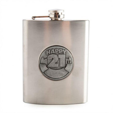 21st Engravable Metal Flask - 9cm x 2cm x 13.5cm - The Base Warehouse