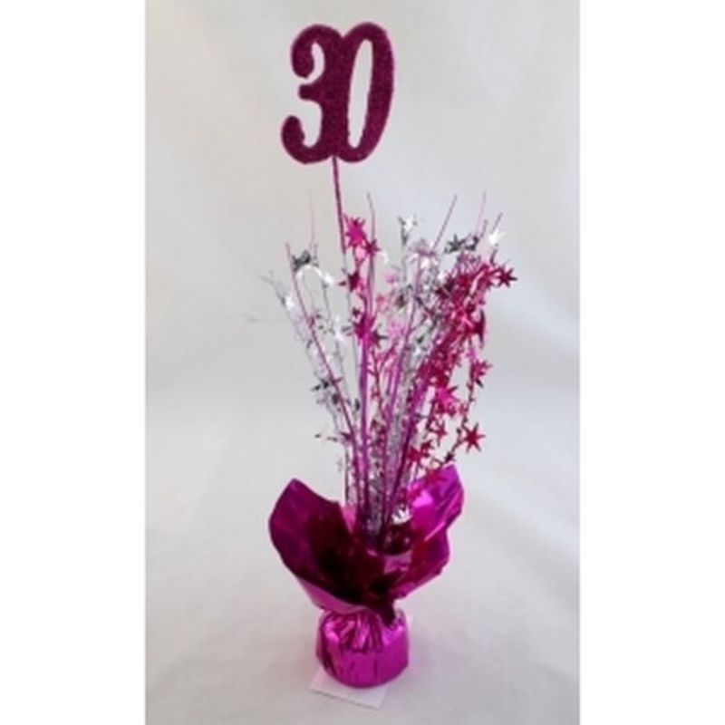 30 Hot Pink Balloon Weight with Silver & Hot Pink Stars