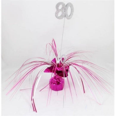 80 Hot Pink Balloon Weight with Silver & Hot Pink Grass - The Base Warehouse