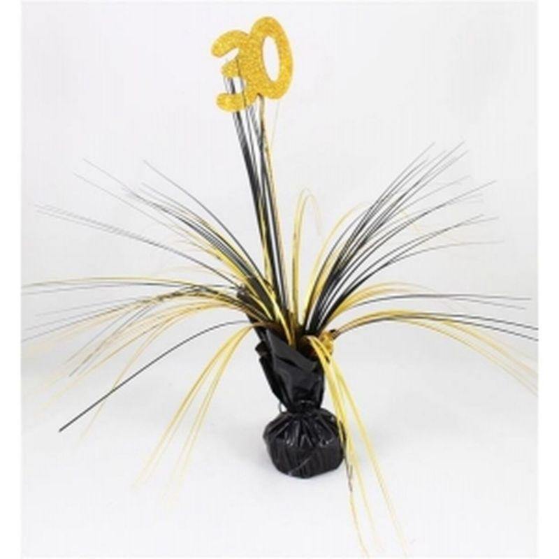 30 Black Balloon Weight with Black & Gold Grass