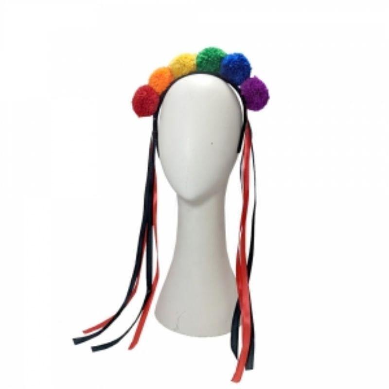 Rainbow Pom Poms Headband - The Base Warehouse