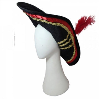 Pirate Hat with Gold Sequin & Feather Decor - The Base Warehouse