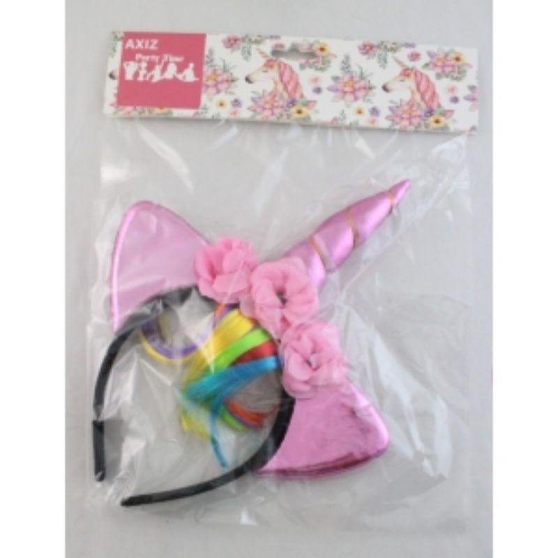 Pink Unicorn Headband with Rainbow Fringe - The Base Warehouse