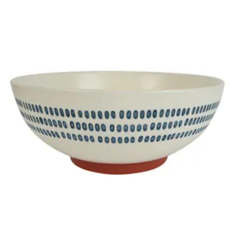 White/Navy Sawyer Ceramic Bowl - 20cm x 7.5cm - The Base Warehouse