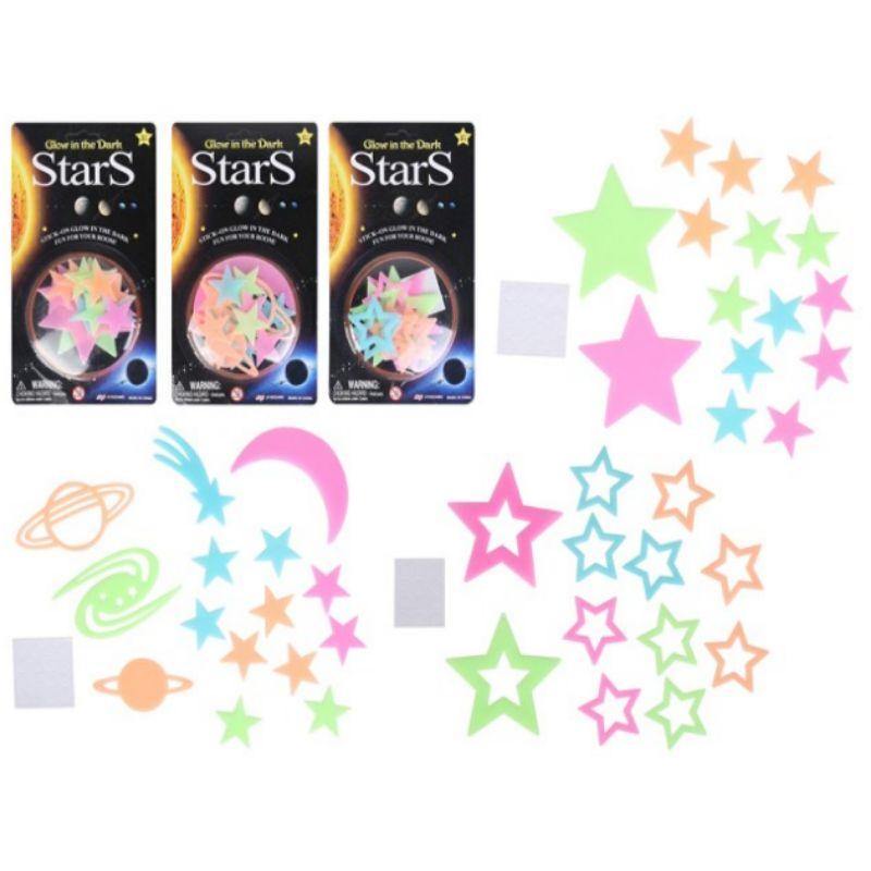 15 Piece Glow in the Dark Fluro Stars & Moons - The Base Warehouse