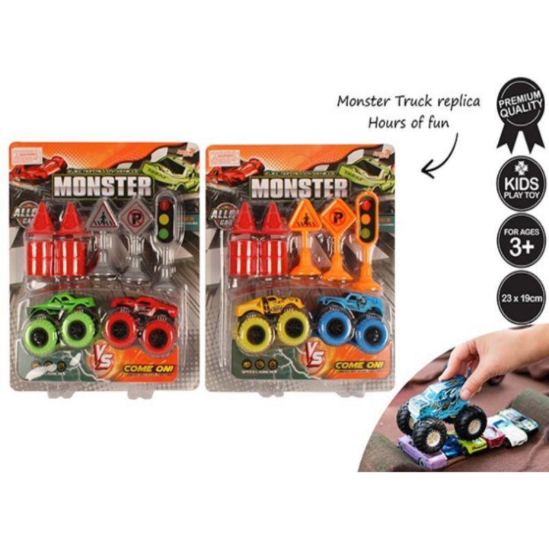 Die Cast Monster Truck Set - 23cm x 19cm - The Base Warehouse
