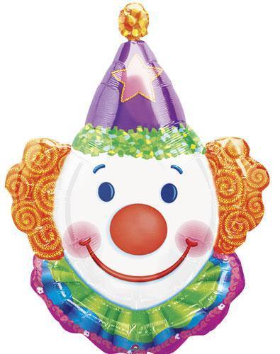 Juggles Clown Head Foil Balloon - 63cm x 83cm - The Base Warehouse