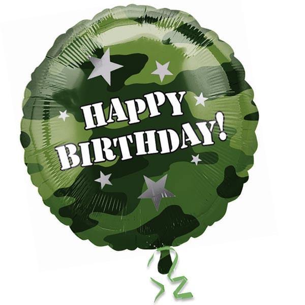 Camouflage Happy Birthday Foil Balloon - 45cm - The Base Warehouse
