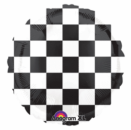 Black & White Checkerboard Design Foil Balloon - 45cm - The Base Warehouse