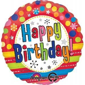 Happy Birthday Bright Rainbow Foil Balloon - 45cm - The Base Warehouse