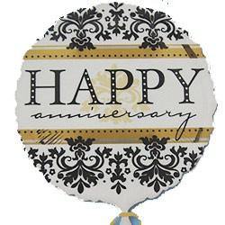 Happy Anniversary Damask Foil Balloon - 45cm - The Base Warehouse