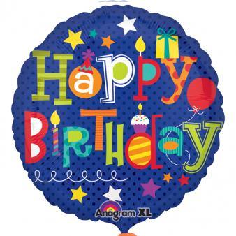 Happy Birthday Fun Type Foil Balloon - 45cm