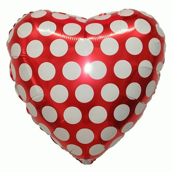 Red & White Dots Inflated Foil Balloon - 22cm