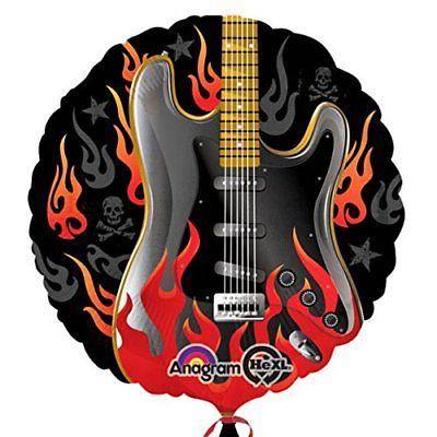 Rock On Flaming Guitar Foil Balloon - 45cm - The Base Warehouse