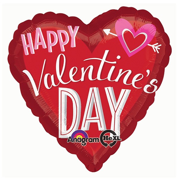 Hearts Arrow Happy Valentines Day Foil Balloon - 22cm