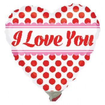 Love You Red Dots Foil Balloon - 22cm