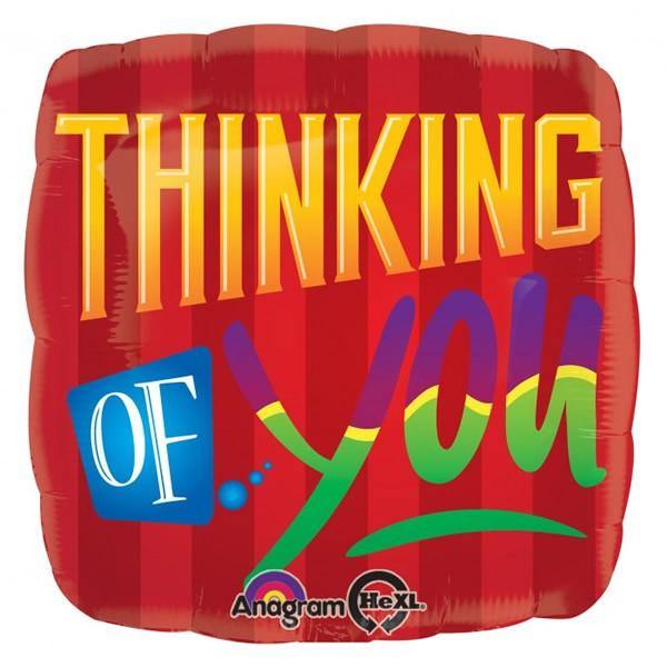 Thinking of You Red Stripe Foil Balloon - 45cm - The Base Warehouse