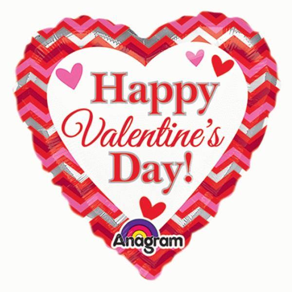 Chevron Happy Valentines Day Foil Balloon - 22cm - The Base Warehouse