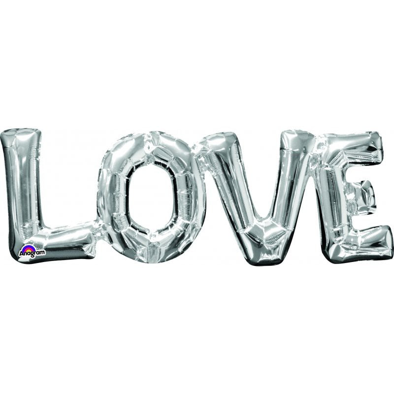 LOVE Silver Letter Foil Balloon - 63cm x 22cm