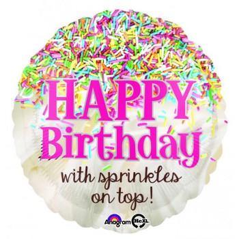 Happy Birthday with Sprinkles on Top Foil Balloon - 45cm