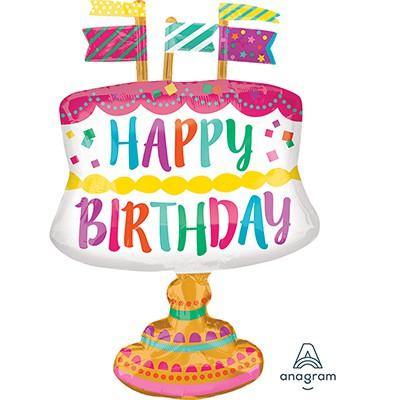 Shape Fancy Cake & Flags Happy Birthday - The Base Warehouse