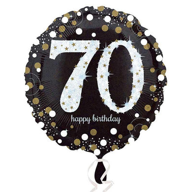 70th Birthday White Holographic Foil Balloon - 45cm - The Base Warehouse